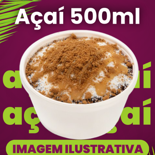 Receba um Açaí cremoso com complementos frescos, cremes e caldas a sua escolha. Fique à vontade para se servir! Obs: São 500ml e não 500g. Atenção Cliente: Não enviamos os complementos separadamente! A Imagem é meramente ilustrativa!