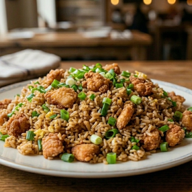 CHAUFA CON POLLO EN TROZOS FRITO