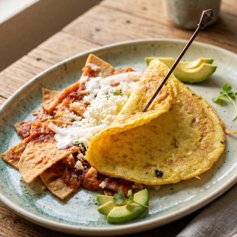 Chilaquiles-Huevo Revuelto