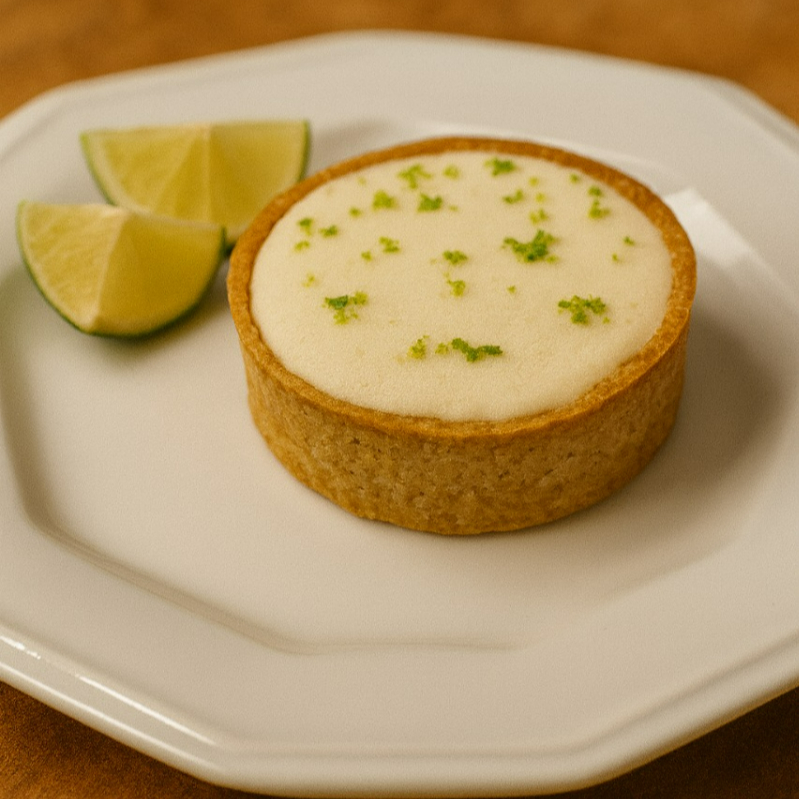 Massa delicada com farinhas naturais e creme de limão fresquinho, equilibrado e aromático. Sobremesa leve, artesanal, sem açúcar, sem trigo, sem lácteos e vegana.