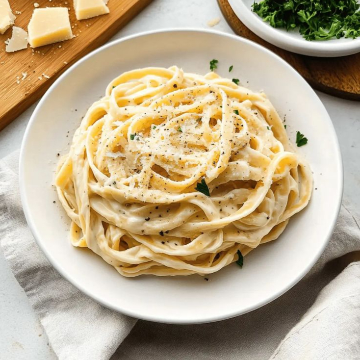Massa Espaguete, molho branco especial da casa, pimentão, cenoura acelga ou repolho