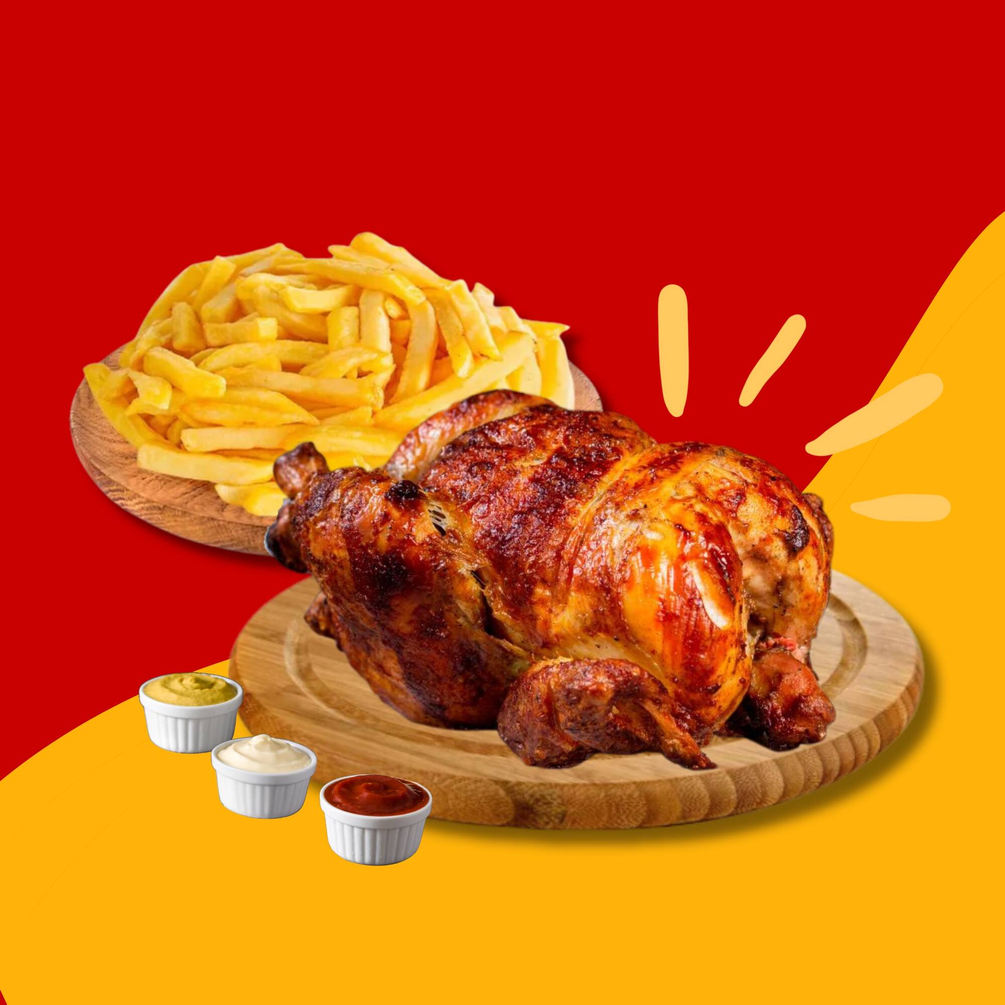 1 Pollo +papas +cremas