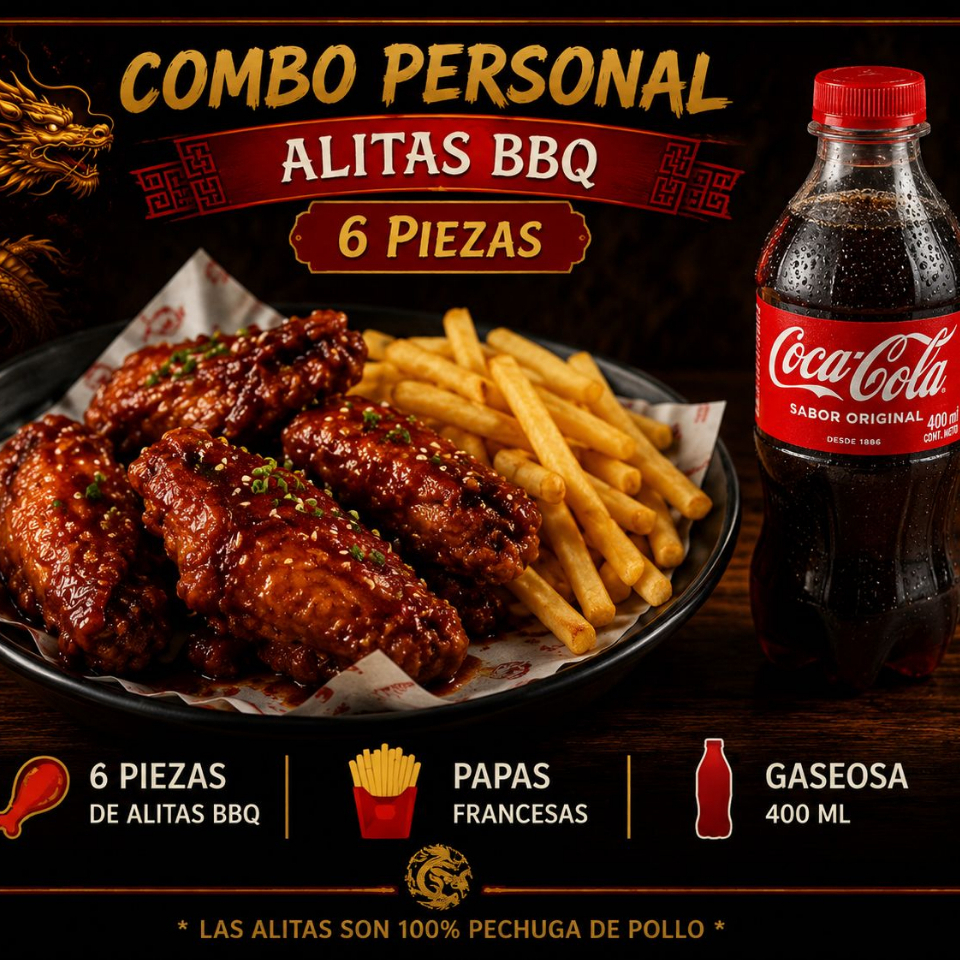 6 ALITAS BBQ EN COMBO