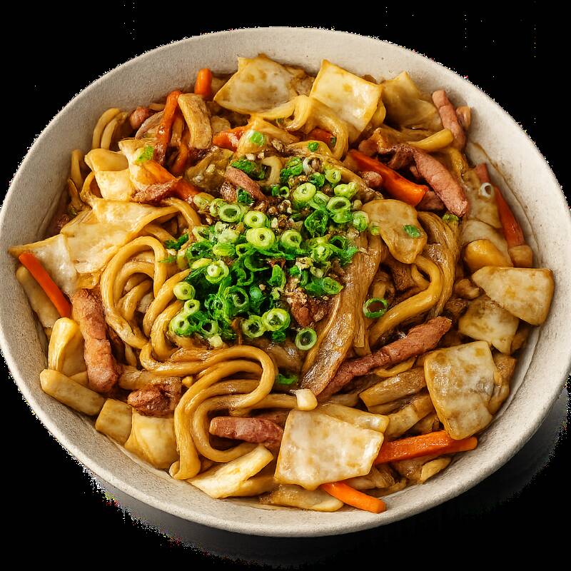 Yakiudon tem o preparo semelhante ao yakissoba com a diferença na massa, no caso utilizamos a massa de udon que é mais macia e grossa. O molho seja a receita Original japonesa e leva shoyu, mirim, molho inglês e molho de ostra. Também leva cenoura, cebola, brócolis e repolho. É muito saboroso. Foto ilustrativa