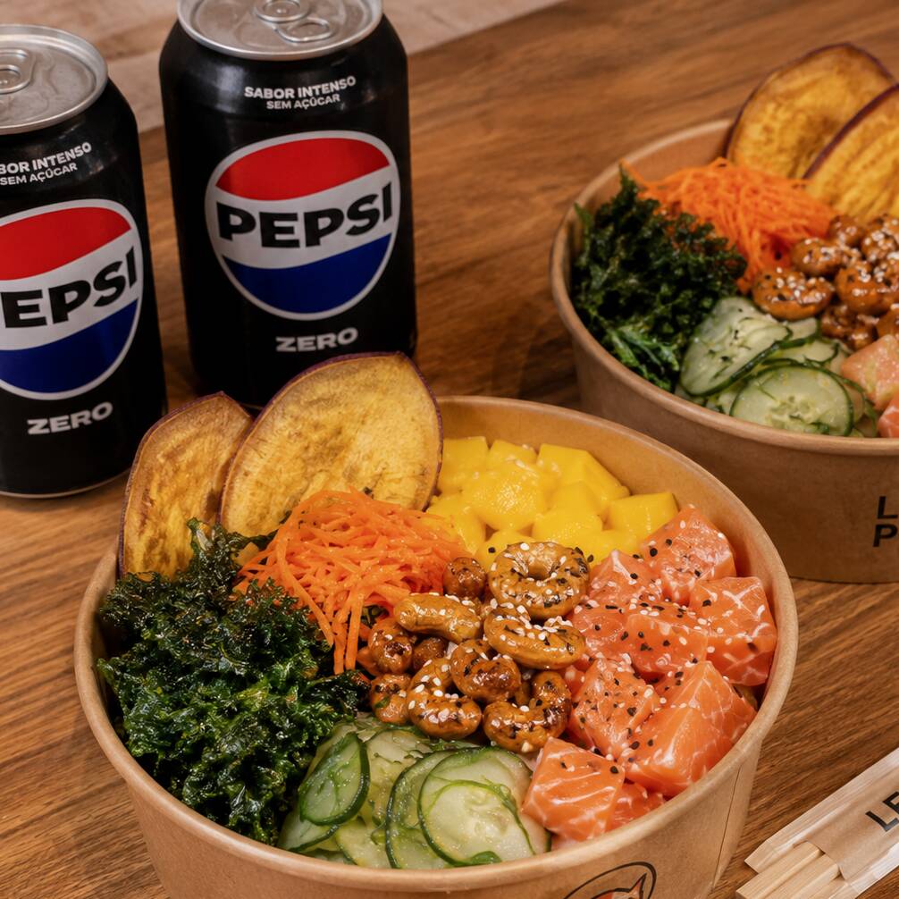 2 POKES (escolher entre Aloha, Ceviche ou Oahu) + 2 pepsi zero