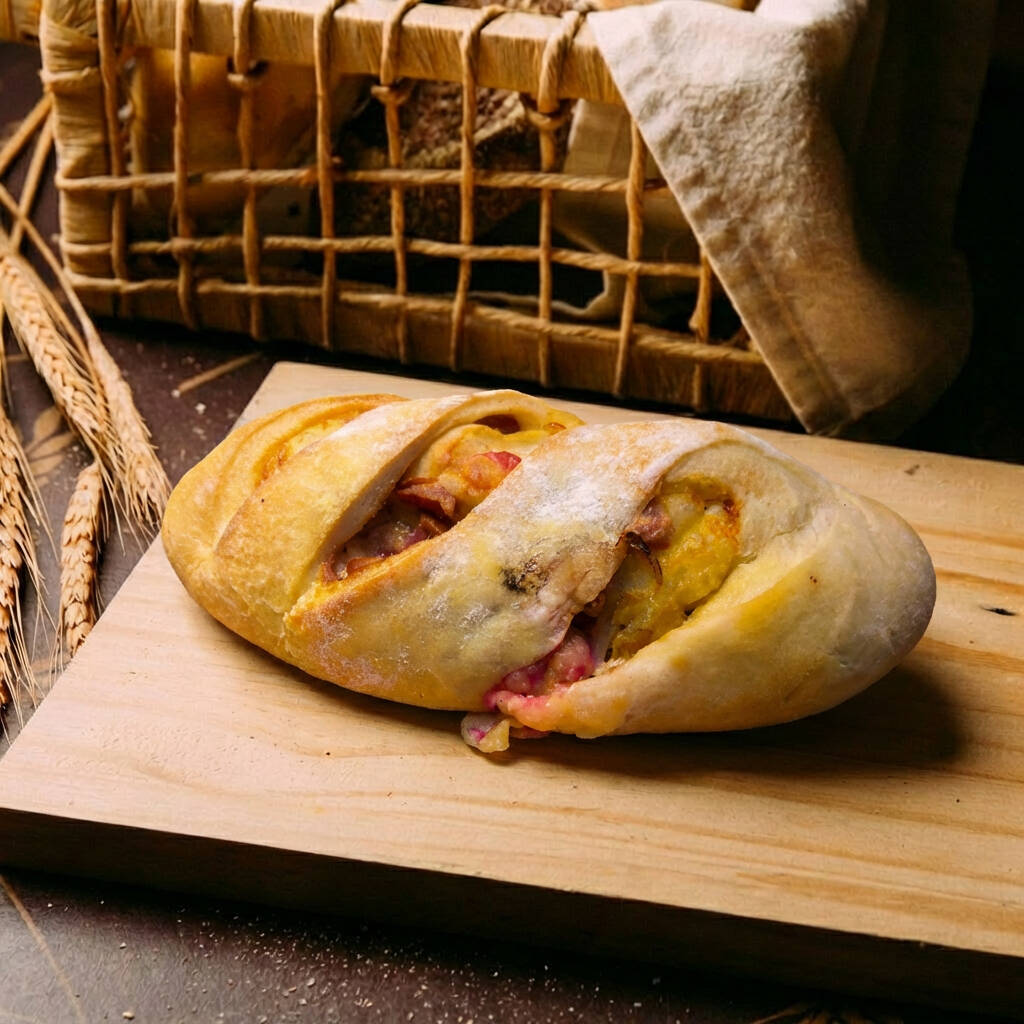 Produzido com fermentação lenta, apresenta casca rústica e crocante e miolo macio e aromático. A combinação da calabresa selecionada com o queijo gouda derretido entrega sabor intenso, levemente defumado e extremamente sofisticado.