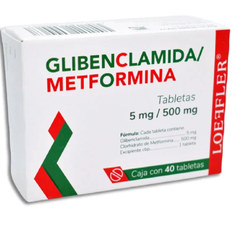 Metformina/Glibenclamida 500 mg/5 mg Caja con 40