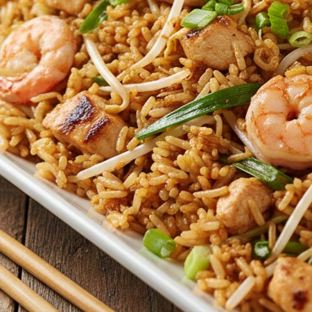 Arroz con pollo y camarones personal