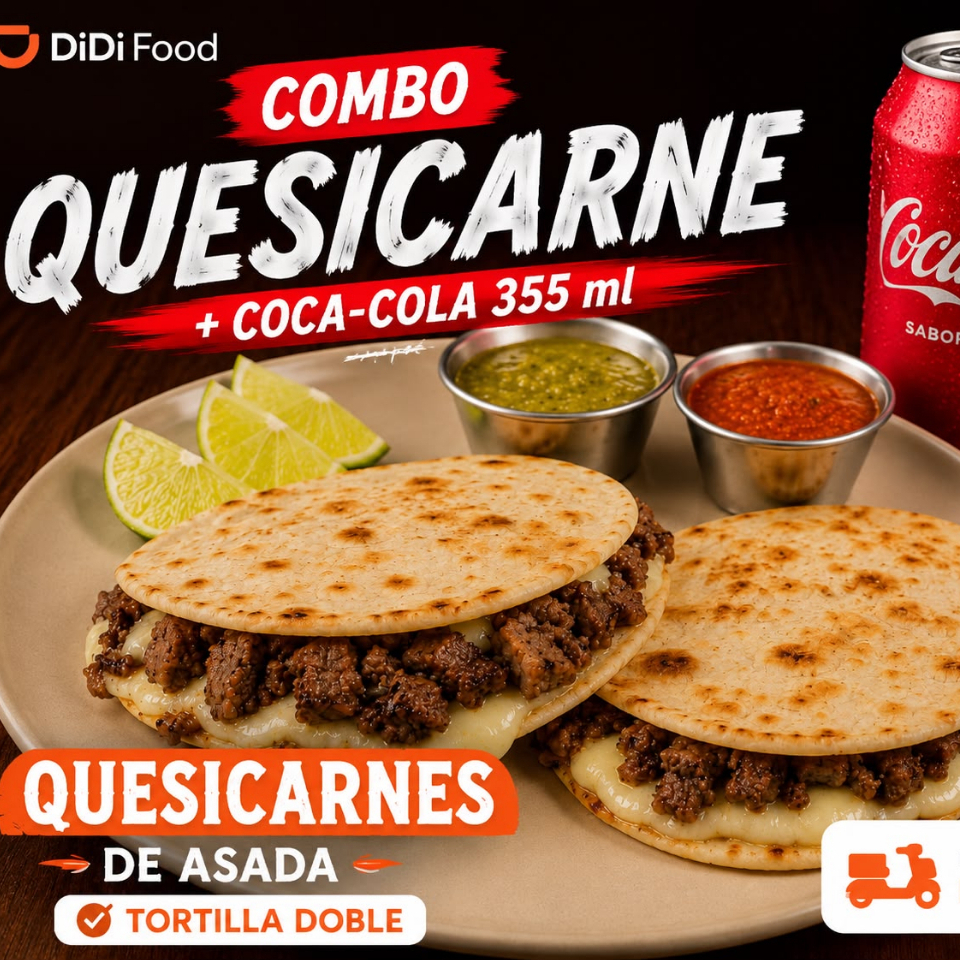Quesicarne de Asada + Cocacola
