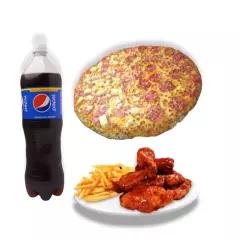 Combo Extra Grande Pizza Fam, Alitas, Papas Refres