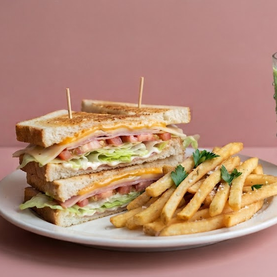 Club Sandwich + Papas