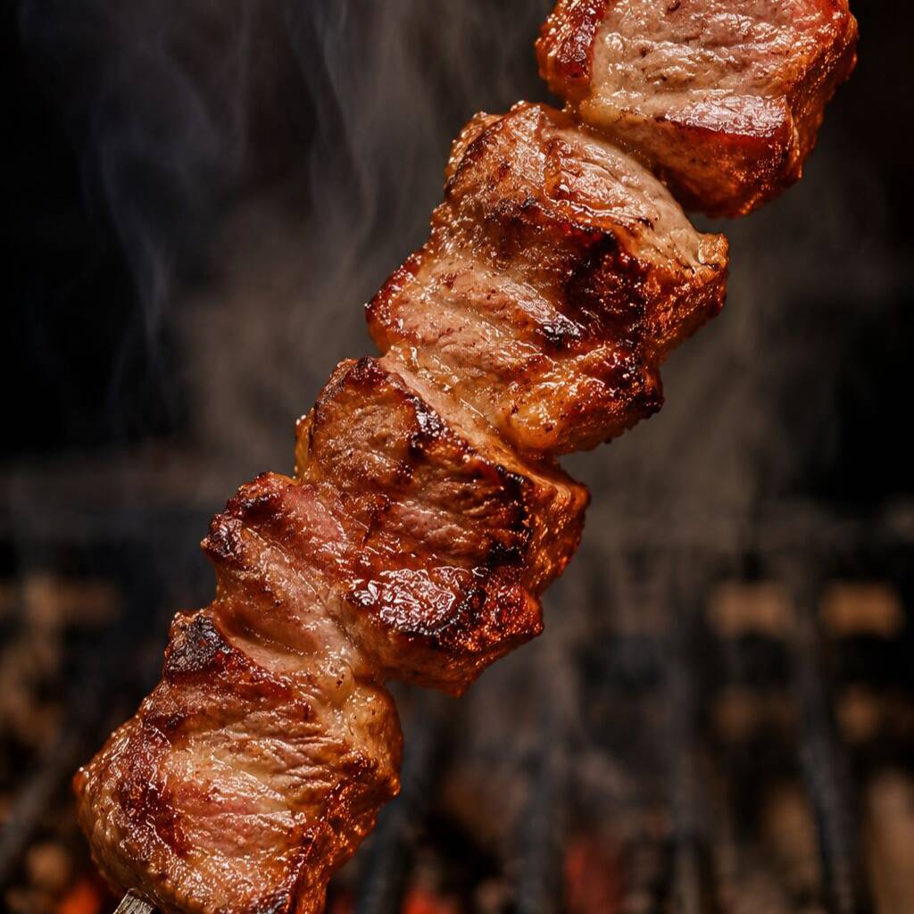 Experimente o sabor irresistível do nosso espeto de fraldinha, preparado com cortes selecionados e temperados na medida certa. A fraldinha, conhecida por sua maciez e sabor marcante, é assada na brasa até atingir o ponto perfeito, garantindo uma carne suculenta, macia e cheia de aroma. Cada pedaço é uma explosão de sabor que vai conquistar seu paladar, ideal para quem aprecia uma carne de qualidade e um toque especial no churrasco. Perfeito para compartilhar momentos saborosos com amigos e família!