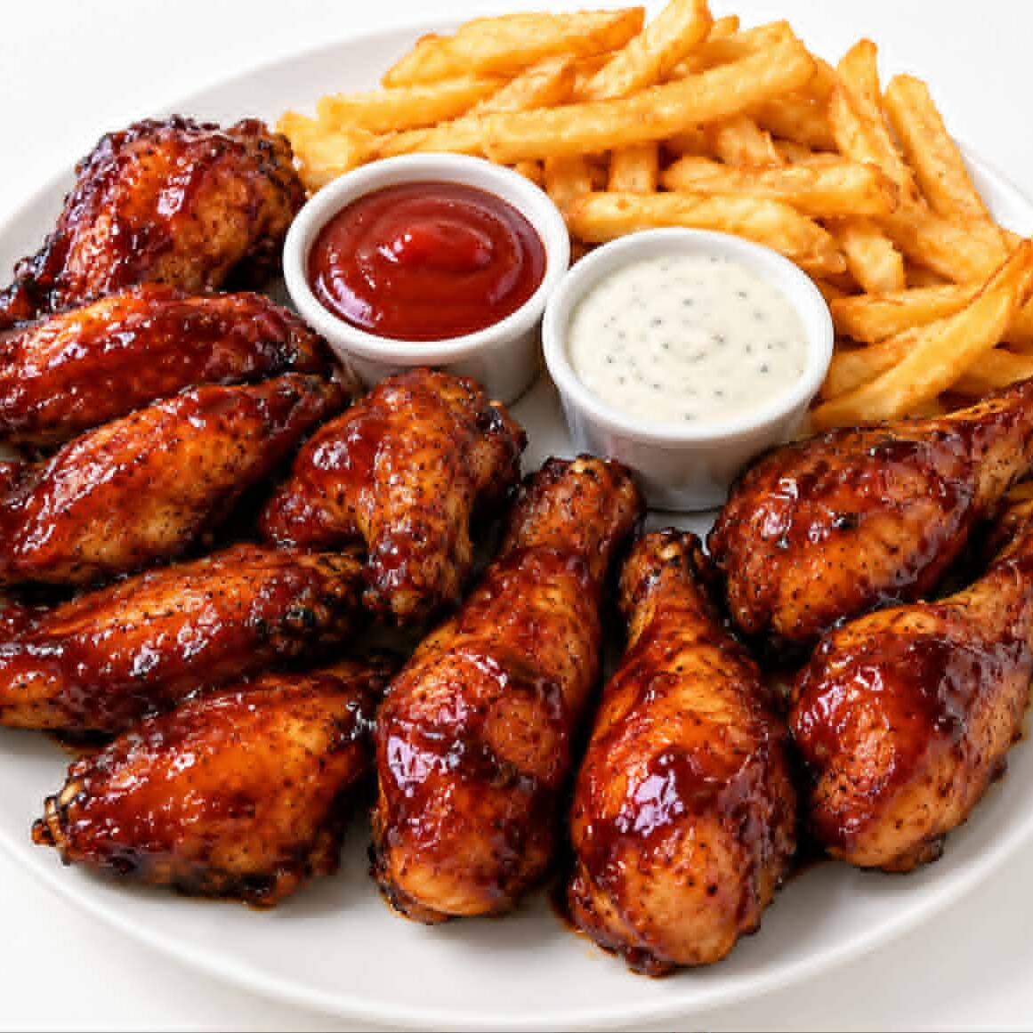 8 Alitas BBQ + Papas