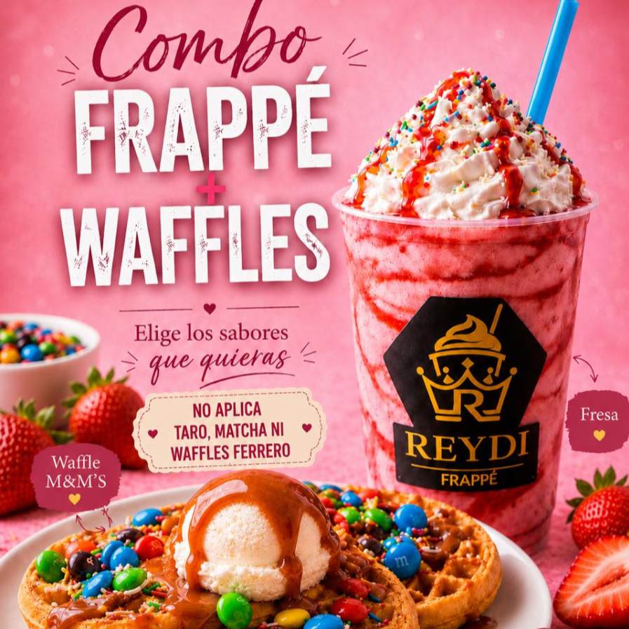 Combo Frappé Fresa + Waffle M&M'S