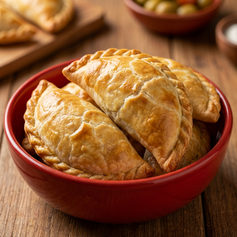 Pastel de Forno — massa leve, dourada e recheio suculento de frango desfiado com tempero caseiro. Assado no ponto perfeito para garantir sabor e leveza em cada mordida. Uma opção deliciosa e sem fritura!