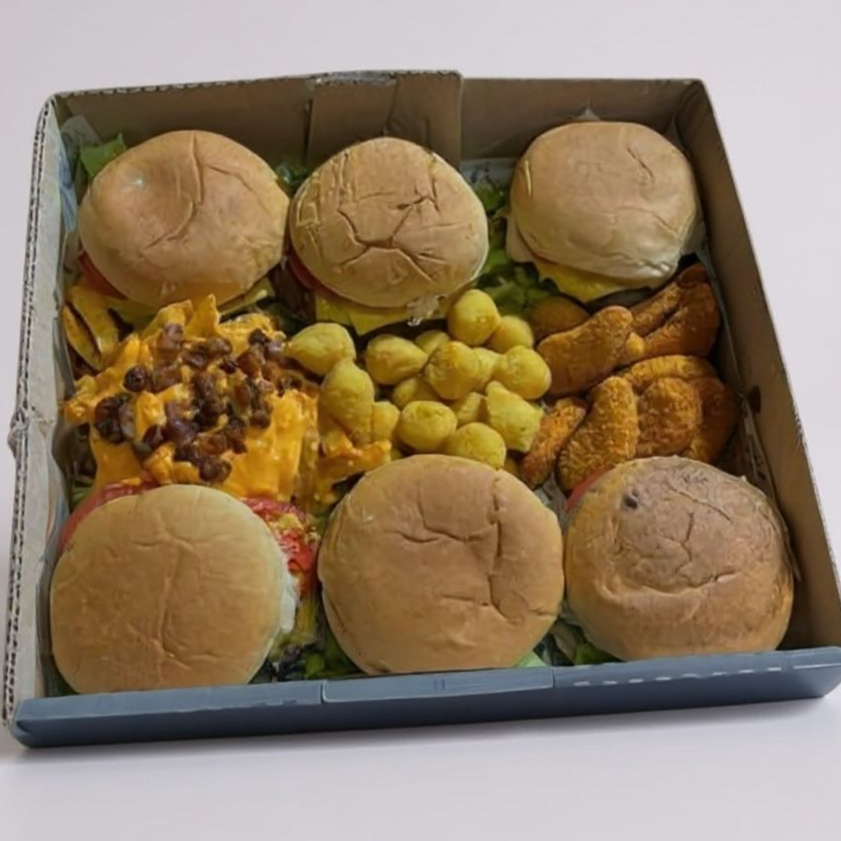 COMBO BOX 6.0, 6 X -SALADA INDUSTRIAL, MINI SALGADOS, NUGGTS, BATATA COM CHEDDAR E BACON