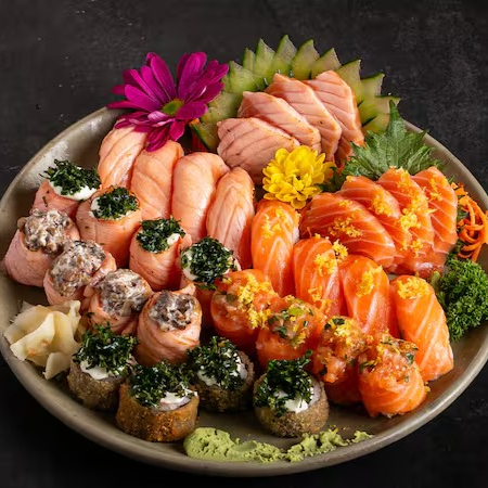 4 - niguiri salmao flambado 4 - niguiri salmao com azeite trufado, raspa de limao ciciliano e flor de sal 4- sashimi salmao com azeite trufado, raspa de limao ciciliano e flor de sal 4 - sashimi salmao flambado 4 - hot com couve 4 - jyo flambado com couve 4 - jyo de salmao com azeite trufado 4 - jyo salmao flambado com shimeji