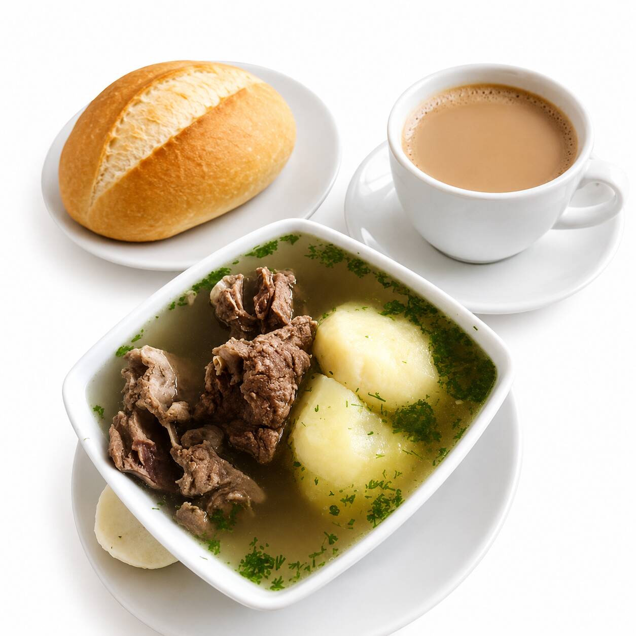 Caldo de Costilla + Pan y Bebida