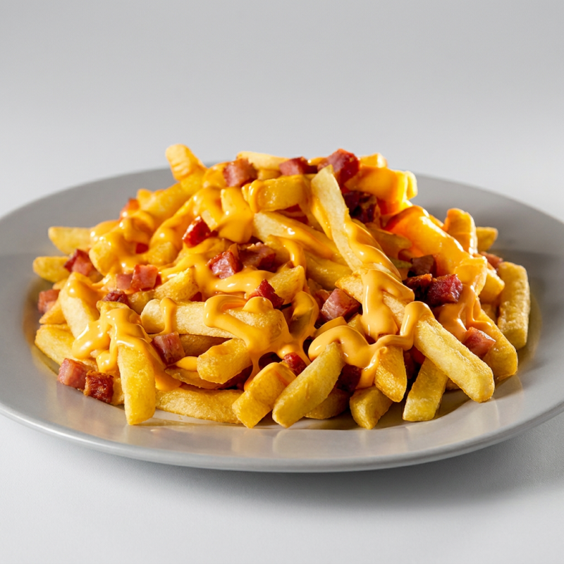 400 gramas de Batatas Fritas com Queijo, Bacon e Cheddar