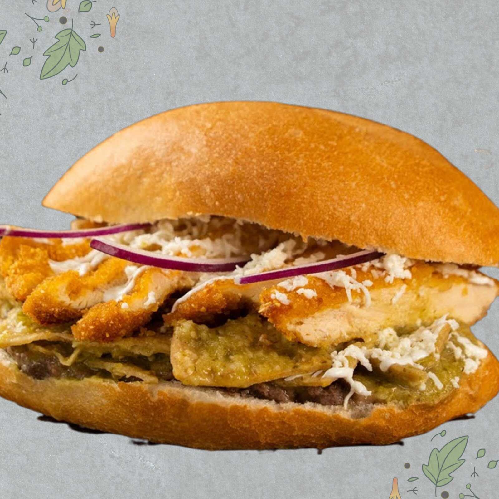 Torta de Chilaquiles con Milanesa de Pollo