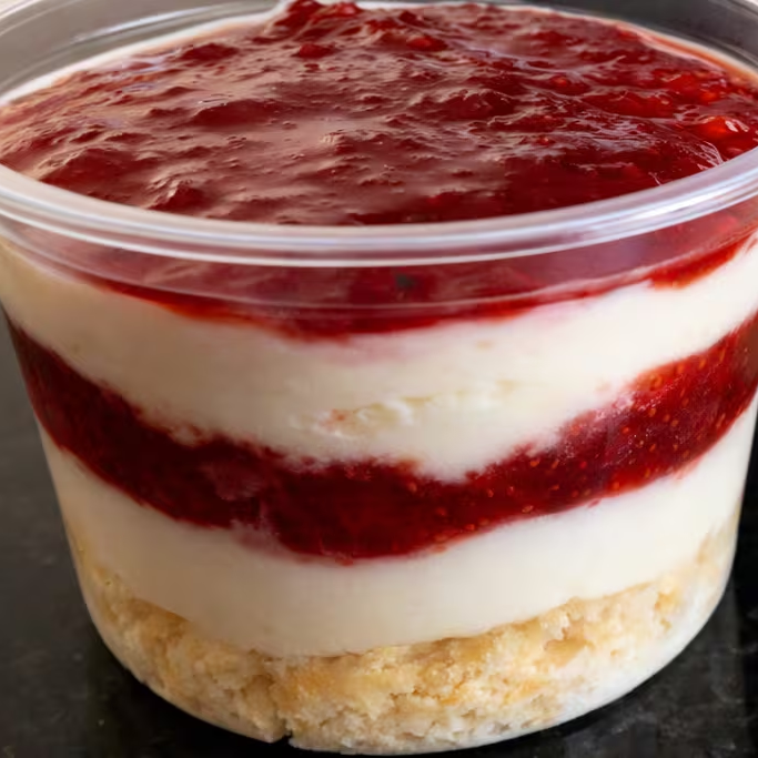 Bolo de baunilha, geleia de morango e brigadeiro de ninho. 250g