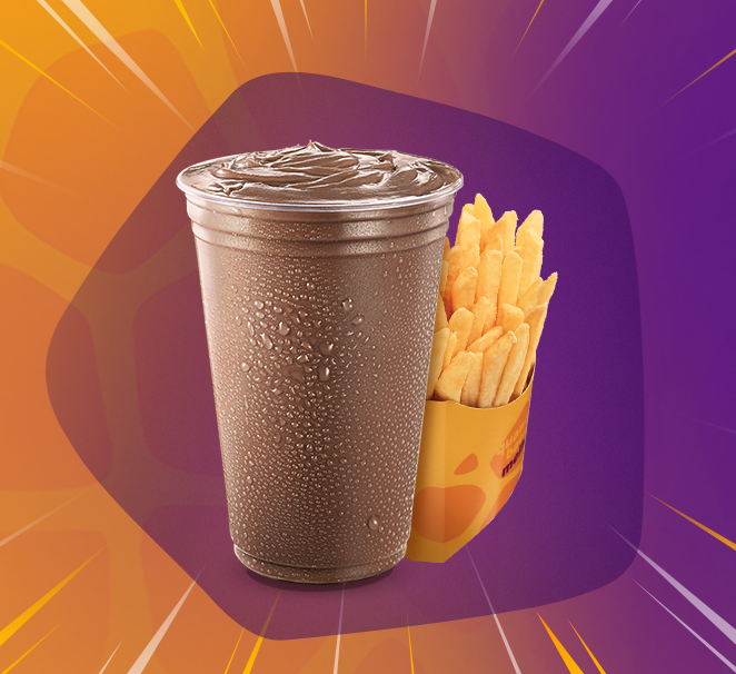 1 MilkShake de Chocolate (400ml) e 1 Porção de Fritas Média (aprox. 90g)