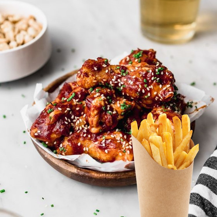 10 Piezas de Alitas BBQ Super + Papas 👑