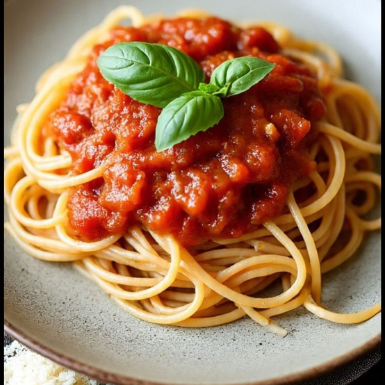 Massa ao dente, envolvido ao pomodoro caseiro.