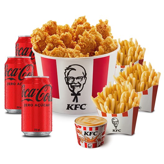 12 Tiras de Frango + 3 Batatas + 3 Bebidas + Molho 120g