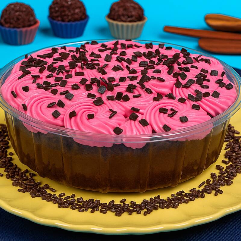 Camadas de bolo de chocolate bem molhado, recheio cremoso sabor moranguinho e brigadeiro de chocolate nobre com granulado, formando uma explosão de sabor e textura em cada colherada. Peso: 500 gramas. Serve de 4 a 6 Pessoas. - Sirva Geladinho! - Importante: atendendo às melhores práticas de confeitaria, nosso produto é mantido semicongelado para maior frescor e qualidade. - Compre esta Sobremesa com Ótimo Desconto através dos nossos Combos!