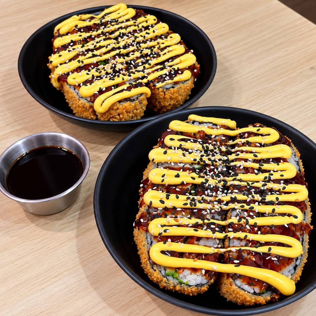 1 Sushi burger a elegir CON MAYO SPICY Y TERIYAKI