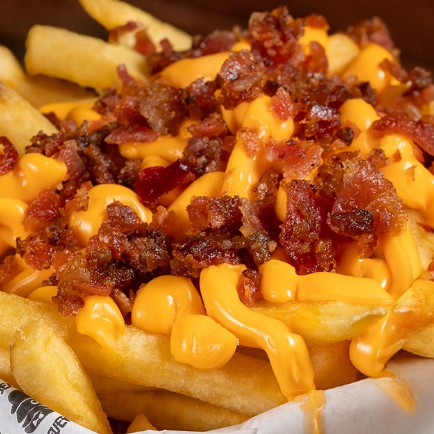 600g batata pesado antes de fritar 100 g de bacon pessado antes de fritar 50g de cheddar