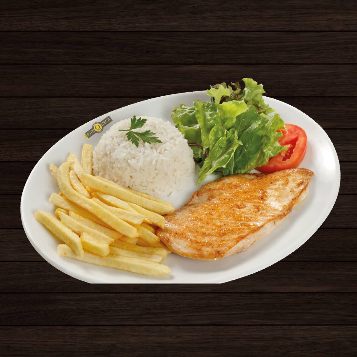 Arroz, Fritas e Salada De Alface E Tomate