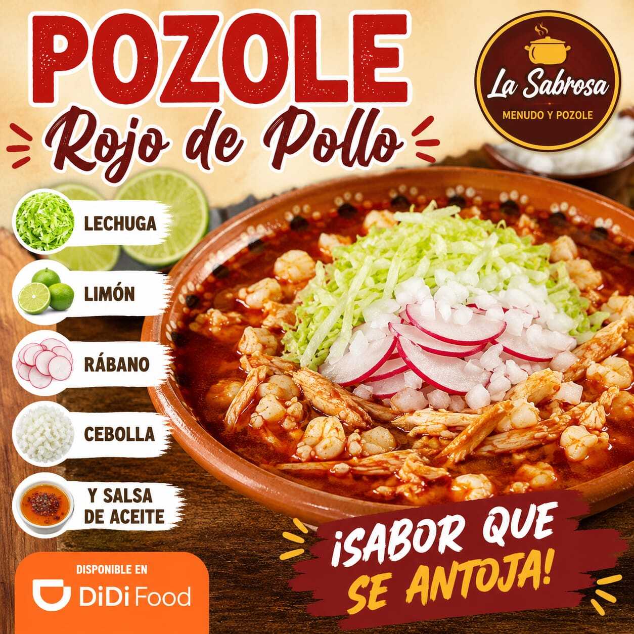 Pozole Rojo de Pollo 1 Litro