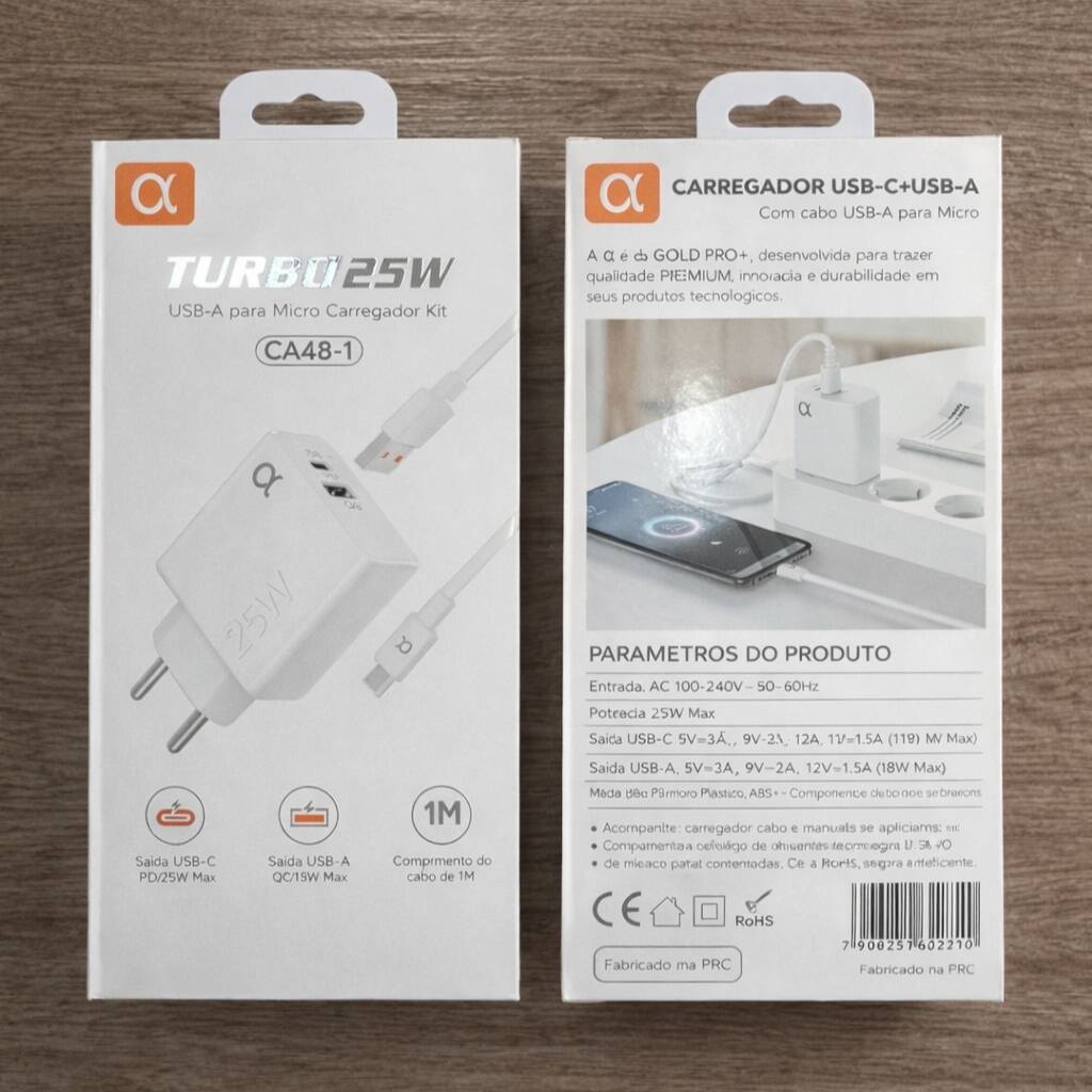 A'gold 1 metro - ATENÇÃO SAÍDA USB-V8 - NÃO É USB-C