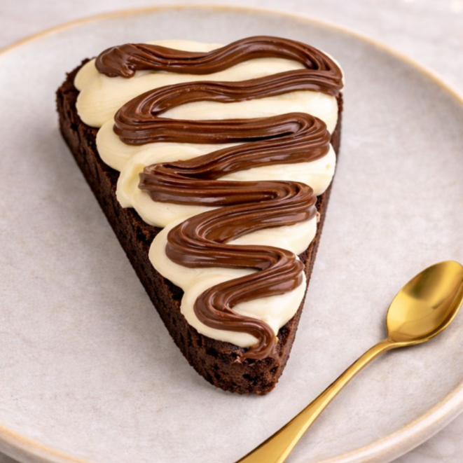 Um delicioso brownie molhadinho e delicioso recheado com um brigadeiro cremoso de Ninho e finalizado com Nutella
