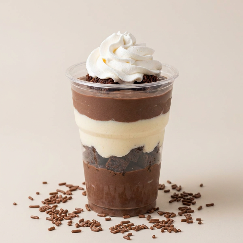 Delicie-se com o creme de chocolate, Ninho cremoso, brownie, tudo harmonizado com chantilly. Uma experiência irresistível em 200ml.