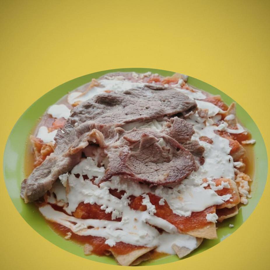Chilaquiles con Bistec+cafe