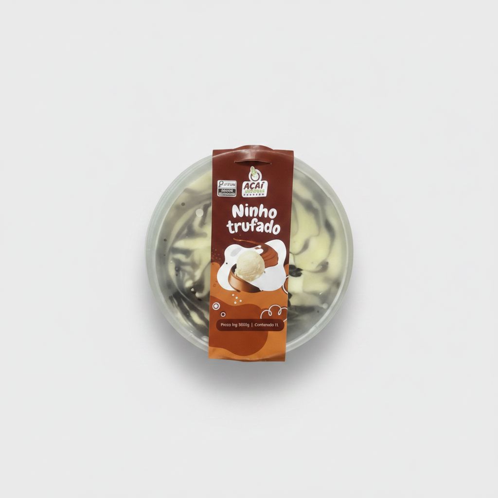 Pote de sorvete 1 litro super cremoso de Ninho trufado.