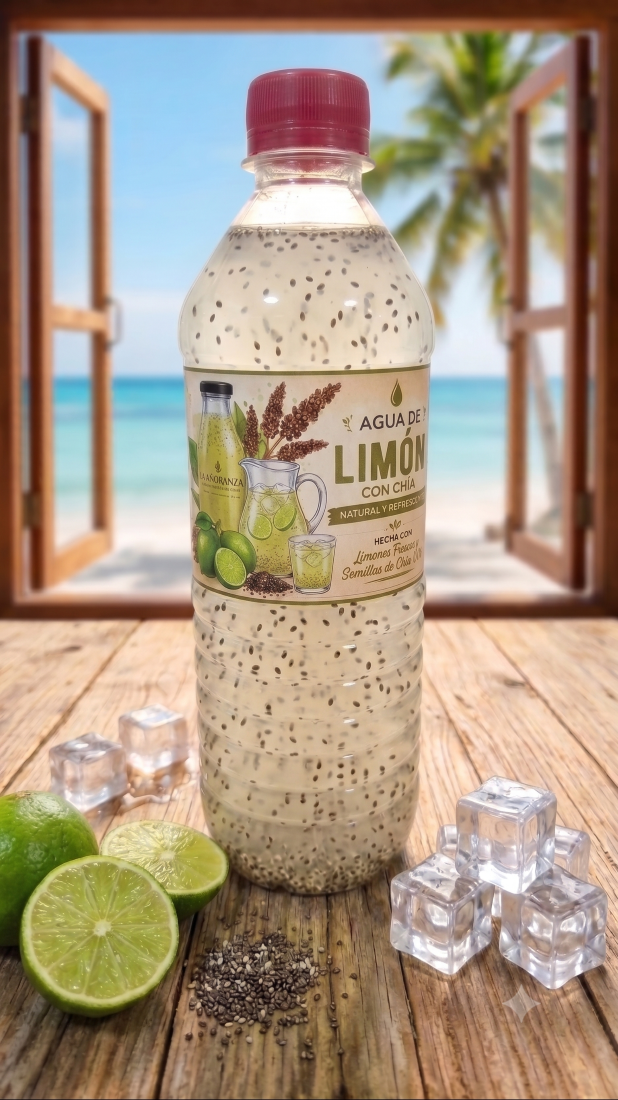 Agua fresca de limón y chia