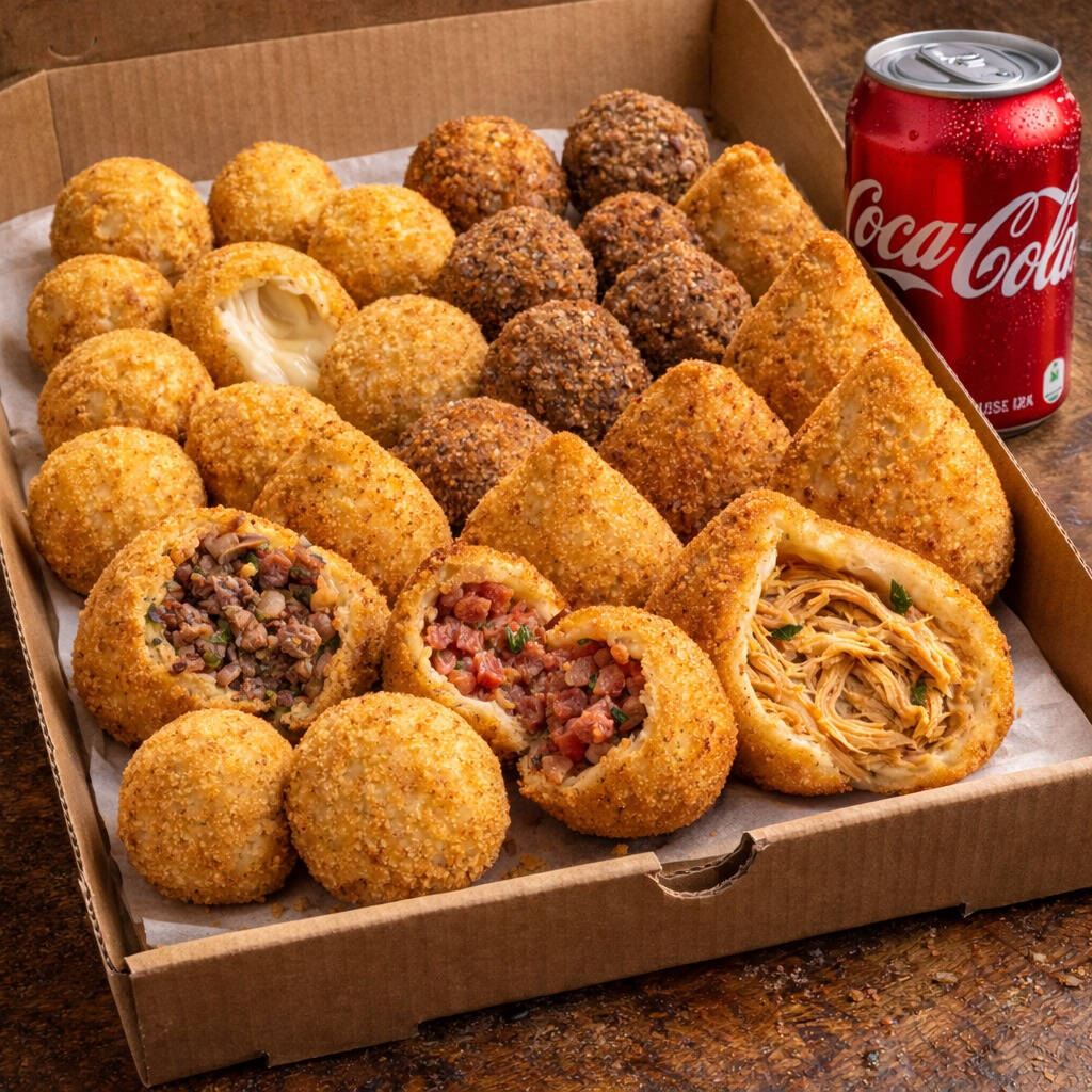20 salgados + coca lata 350ml