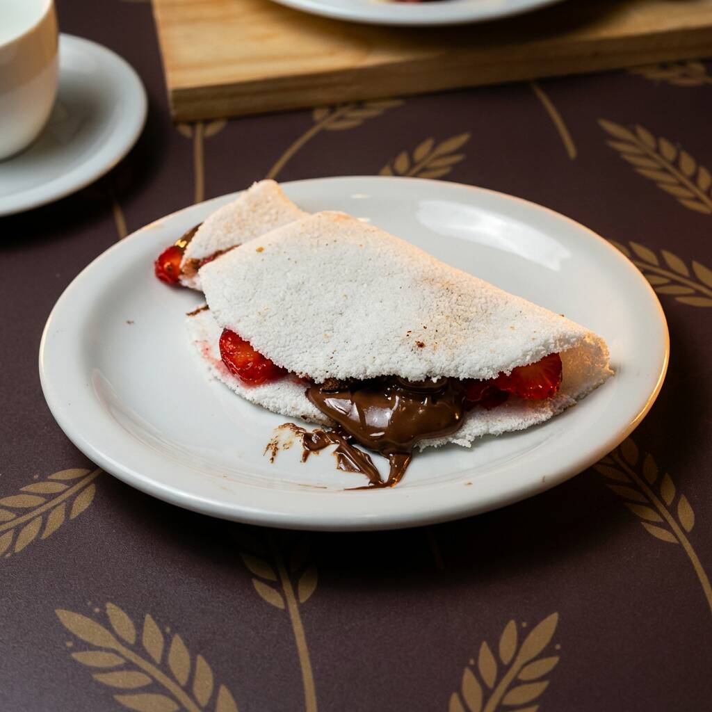 Morangos frescos harmonizados com creme de avelã cremoso. Uma combinação sofisticada e irresistível.