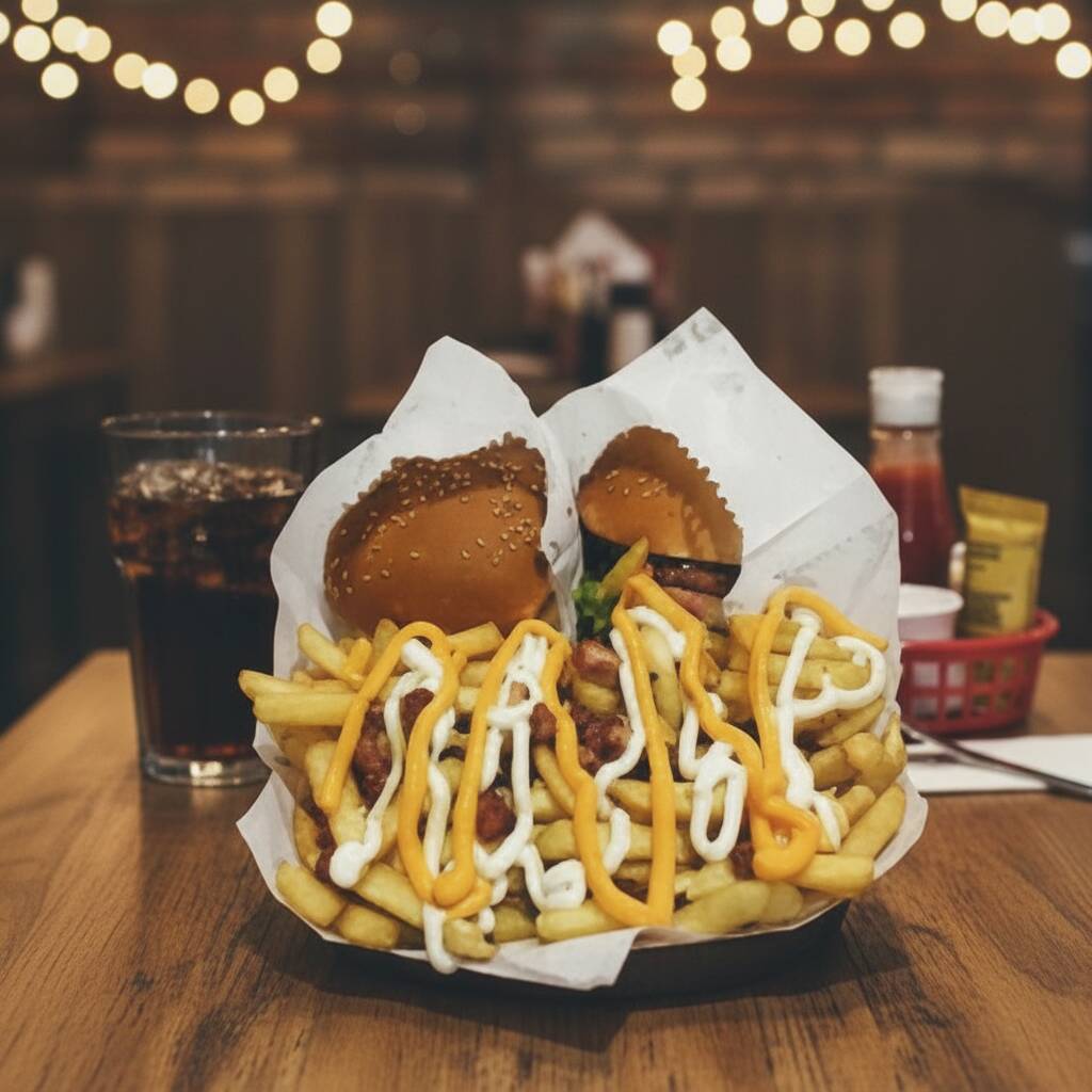 2 x saladas ,300gbatata ,cheddar Catupiry, bacon