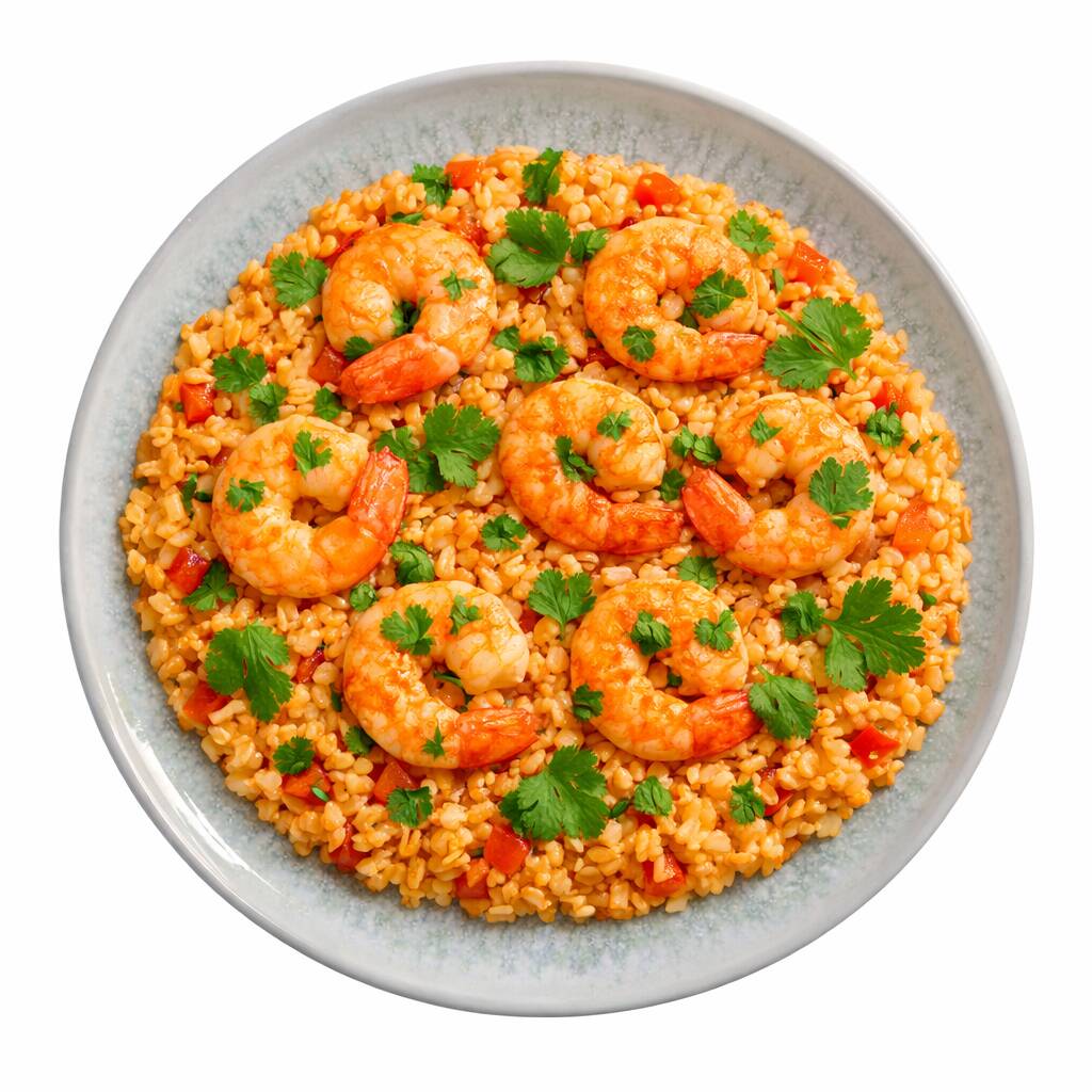 Arroz caldoso bem cremoso com camarões suculentos e tempero especial. Prato generoso, cheio de sabor e aquele toque caseiro que conquista na primeira garfada.