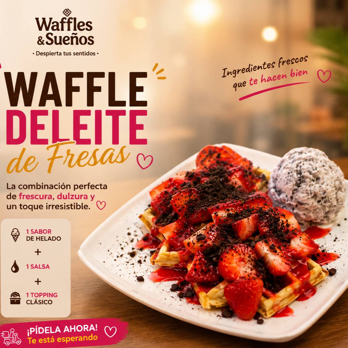 Waffle Deleite de Fresas