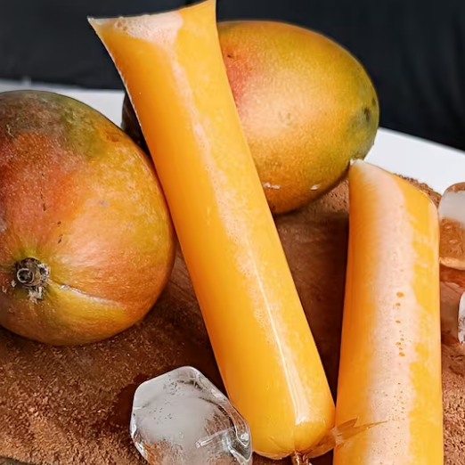 Esse sacolé não leva leite e seus derivados. Feito com a fruta da manga.