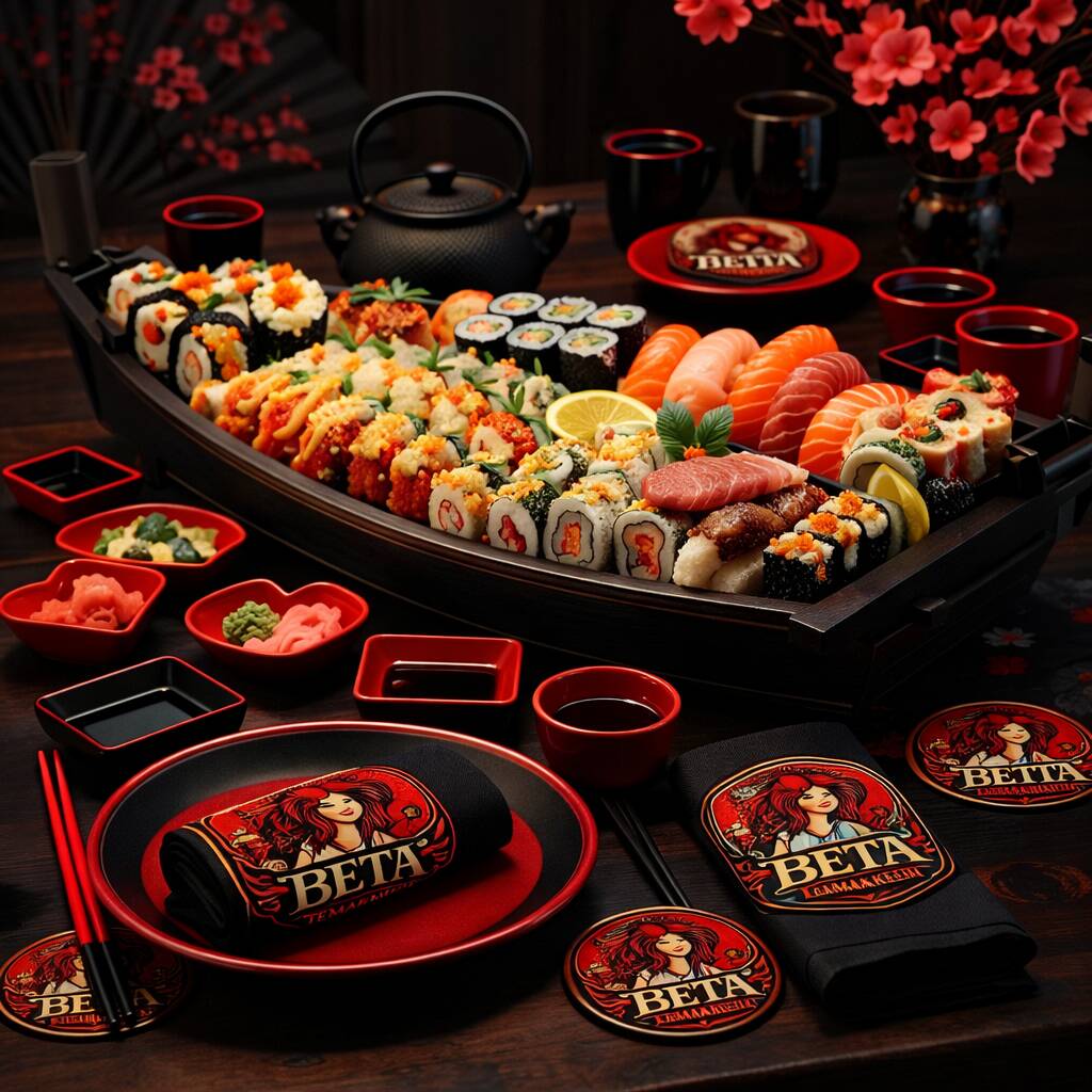 20 hot holl, 10 hosomaki, 10 uramaki, 10 sashimis e 7 niguiri