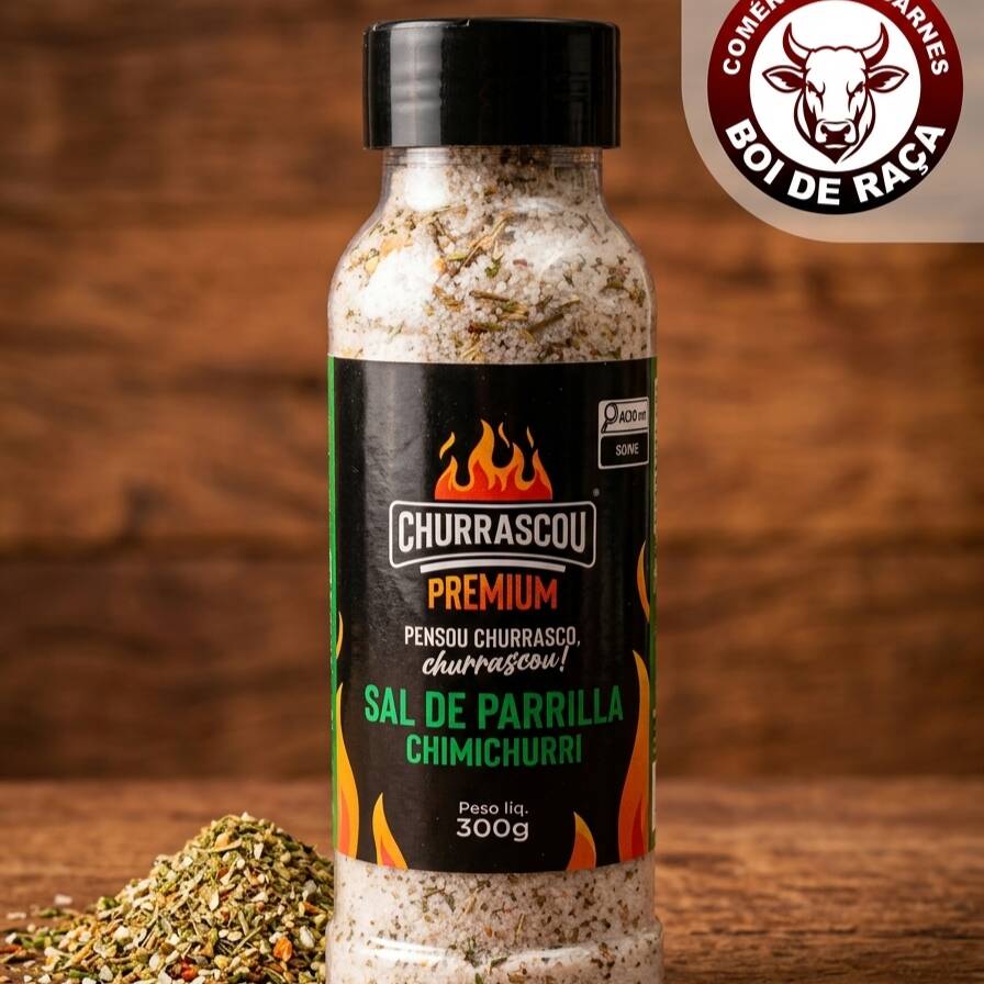 Sal de Parrilla com Chimichurri
O equilíbrio perfeito entre a tradição do churrasco e o sabor marcante das ervas sul-americanas. Com granulação média, ele penetra na carne de forma uniforme, garantindo o salgado ideal e uma crosta incrivelmente temperada e aromática.
