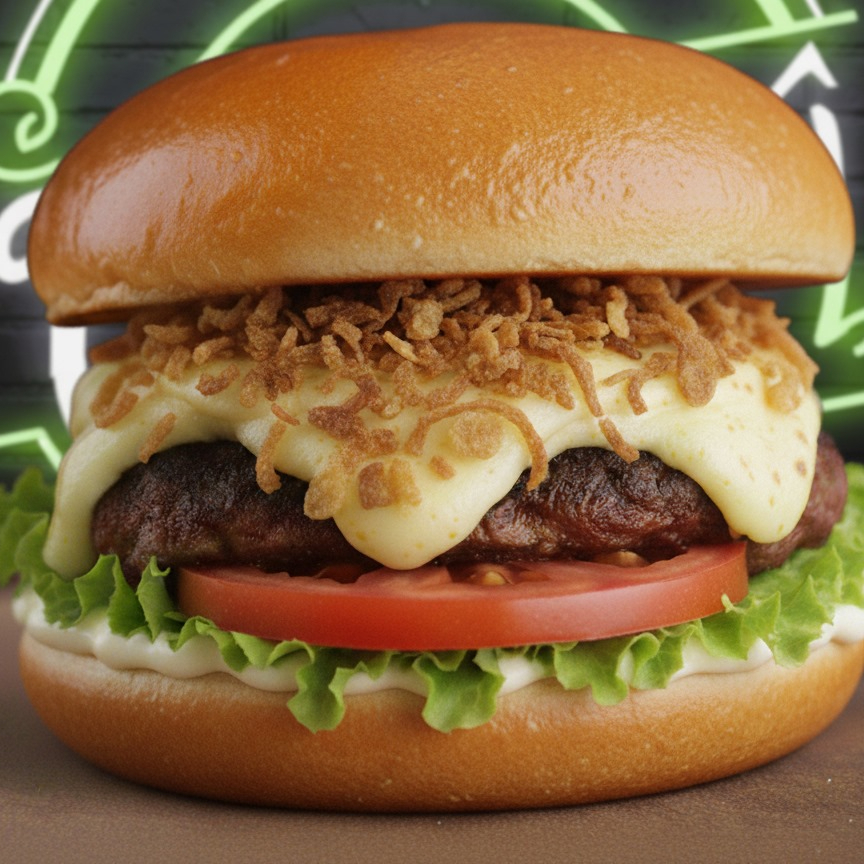 Delicioso hambúrguer vegano artesanal crispy levemente defumado, com cebola crispy e mussarela vegetal derretida acompanhado de maionese vegana Tofulelê, alface e tomate, no pão brioche. Alergênicos: Contém Aveia, Derivados De Trigo E Soja. Pode conter Castanha De Caju. Contém Glúten.