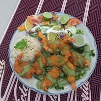 Camarones a la crema de cilantro